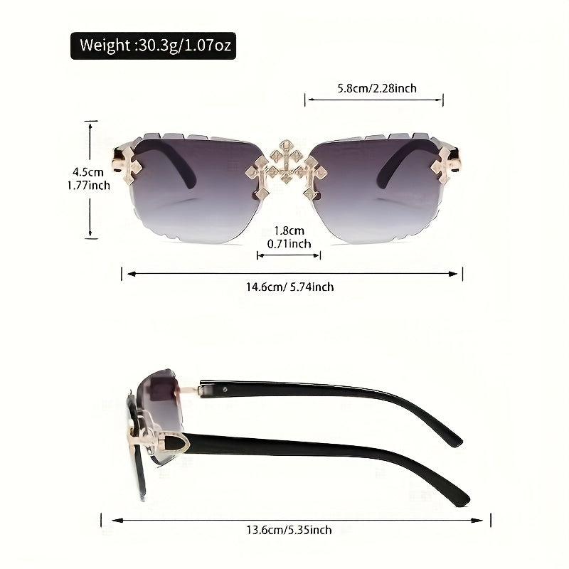 2 paires de lunettes de soleil cristal sans cadre