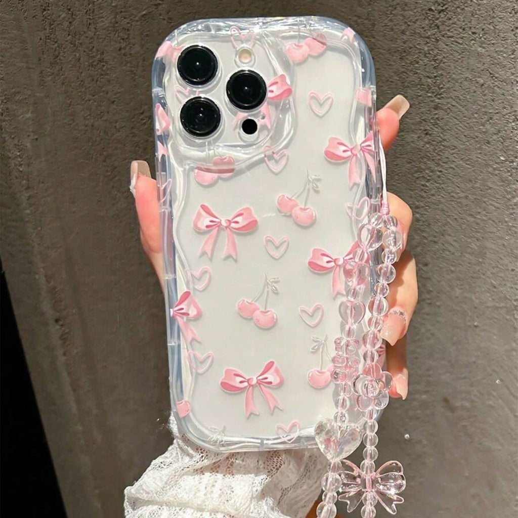 Bovin en plastique Cherry Heart case de téléphone transparent