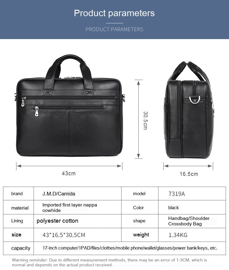 Sac à main en cuir Sac à main Napa Cuir Confortable Texture Sac en cuir véritable homme