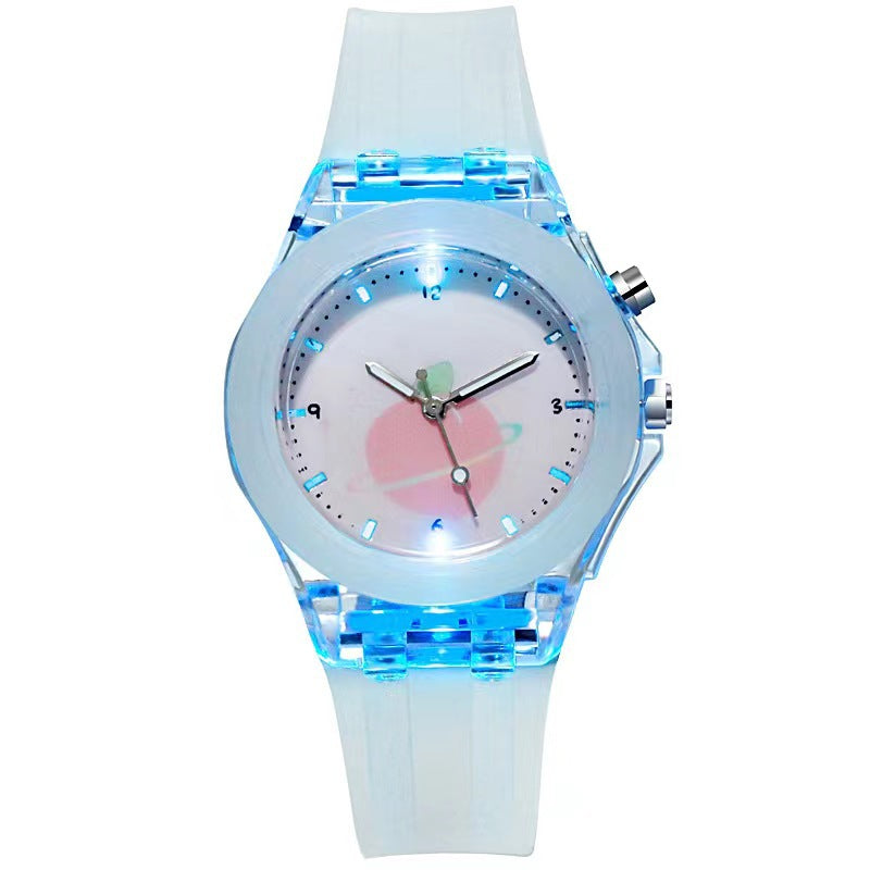 Montre modèle de fruits lumineux pour enfants en silicone caricature
