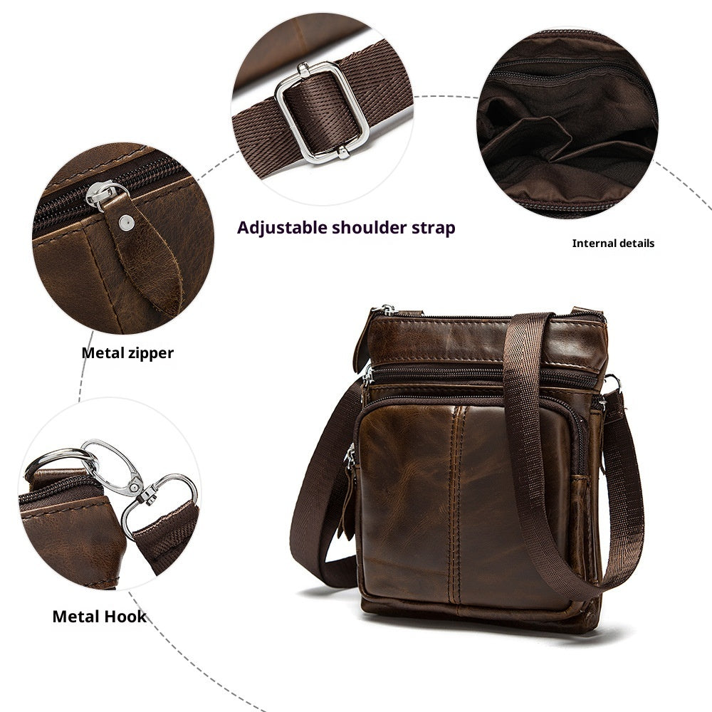 Sac d'épaule pour hommes Sac en cuir véritable pour hommes Pouch