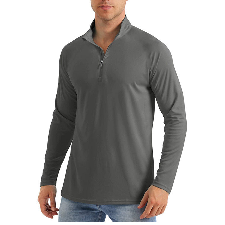 European And American Autumn and Winter Stand-Up Collar demi-zip manches longues Sweatshirt F