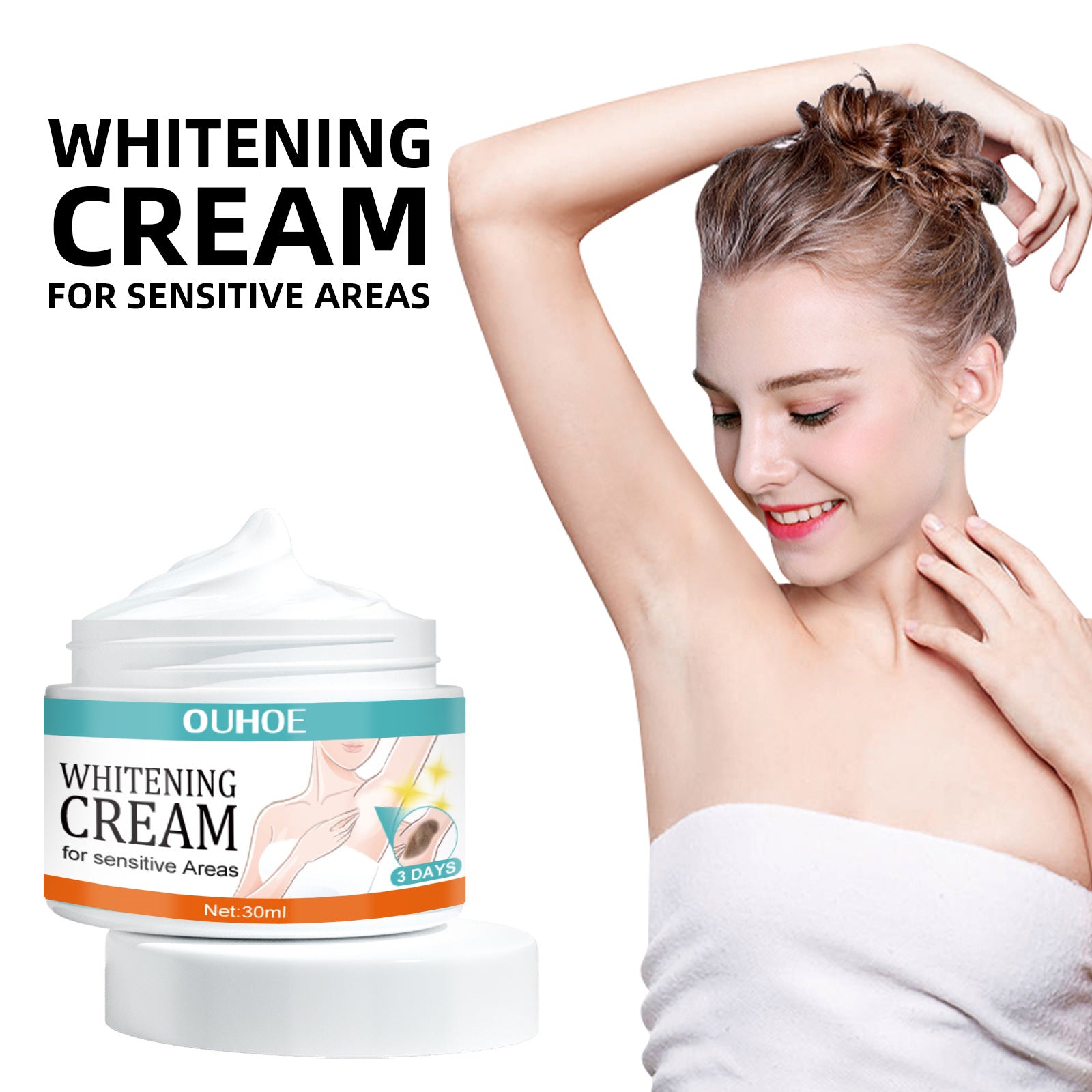 Ouhoe Crème de soin des sous-bras Doucement Underarm and Elbow Joint Crème hydratante qui brille