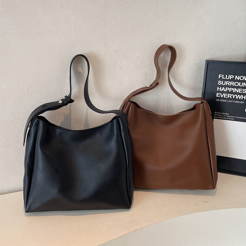 Sac à épaule en cuir souple retro-style femme