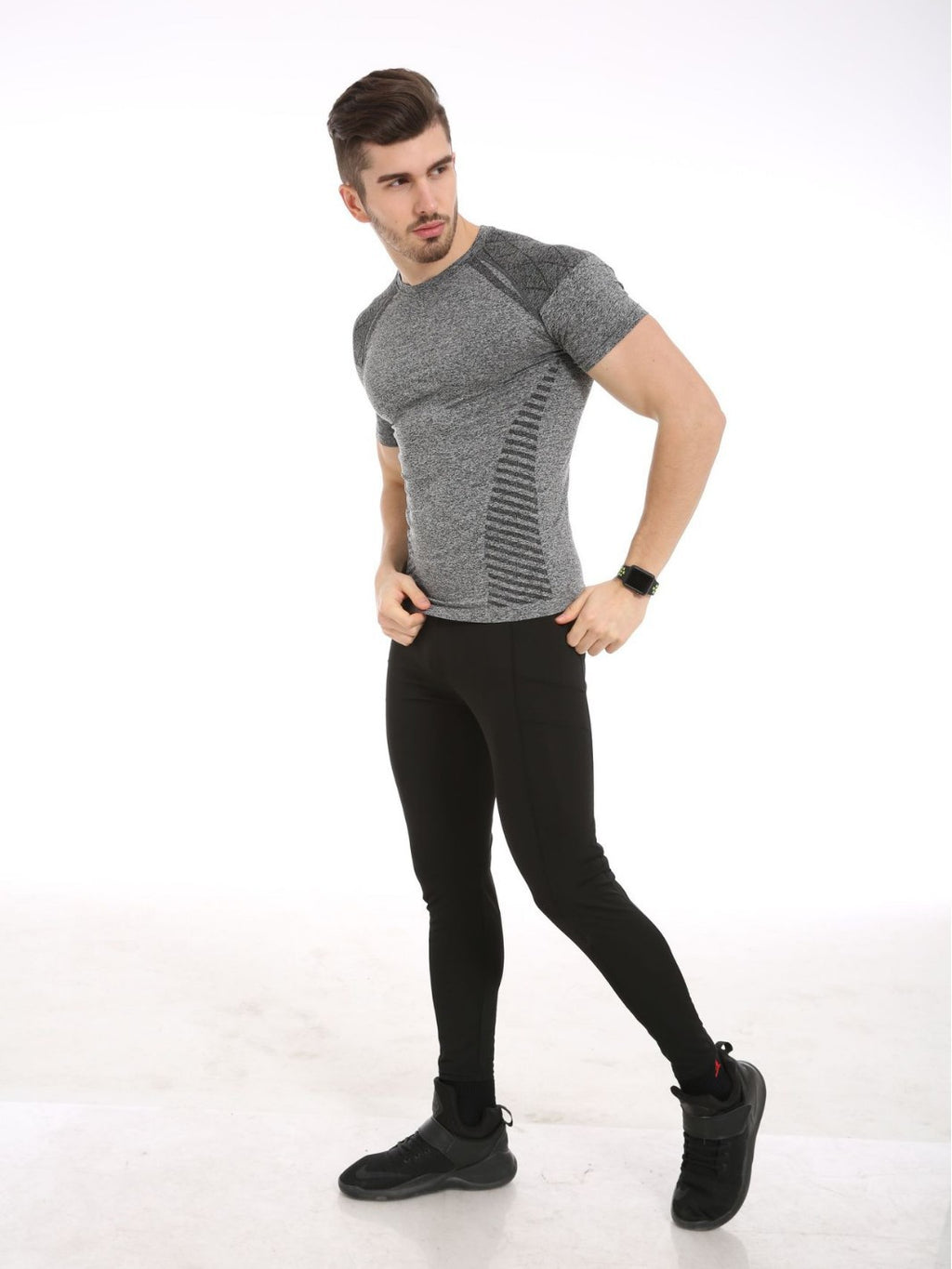 Fitness d'été musculation-renforçant Tight-Fitting Seamless Quick-Drying corps-Shaping Short-Sle
