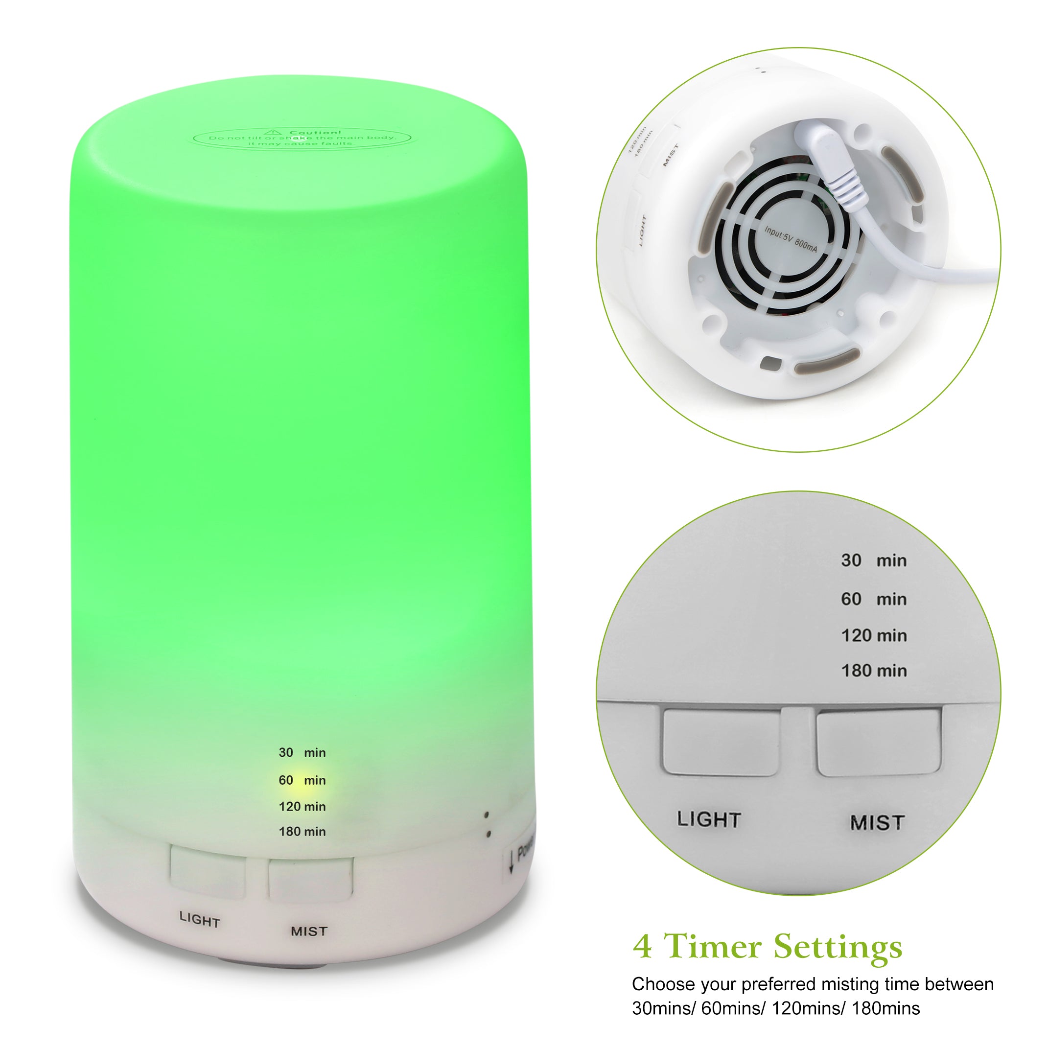 1Pc Mini Cool Mist Humidificateur Ultrasonic Aroma Essential Oil Diffuseur avec 7 couleurs LED Lig