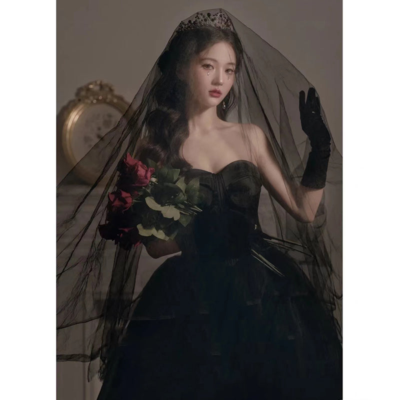 Robe de soirée noire peut porter anniversaire hôte léger de luxe Niche Wipe poitrine longue