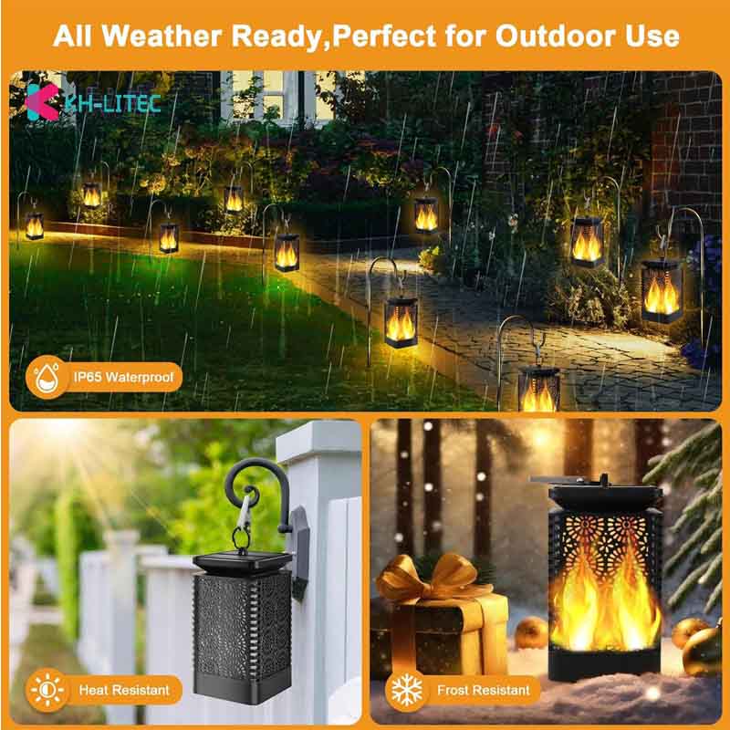 Lampes de flamme à suspension solaire Flickering Light Waterproof Garden Décoration Loi extérieure