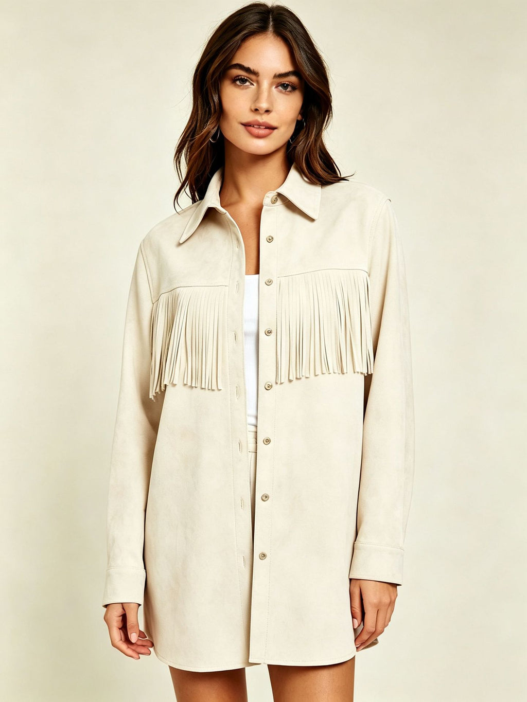 Femmes Suede Tassel Casual Shirt