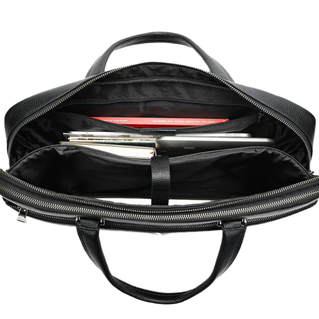 Sac à main homme mallette horizontale Grande capacité Premier couche Cowhide 17 pouces sac d'ordinateur