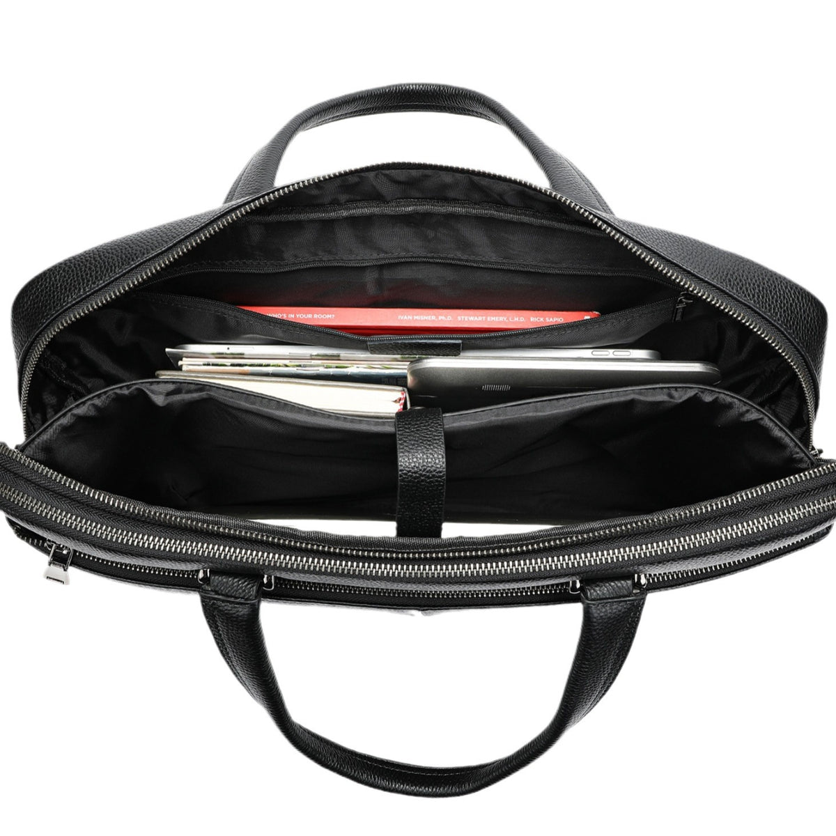 Sac à main homme mallette horizontale Grande capacité Premier couche Cowhide 17 pouces sac d'ordinateur