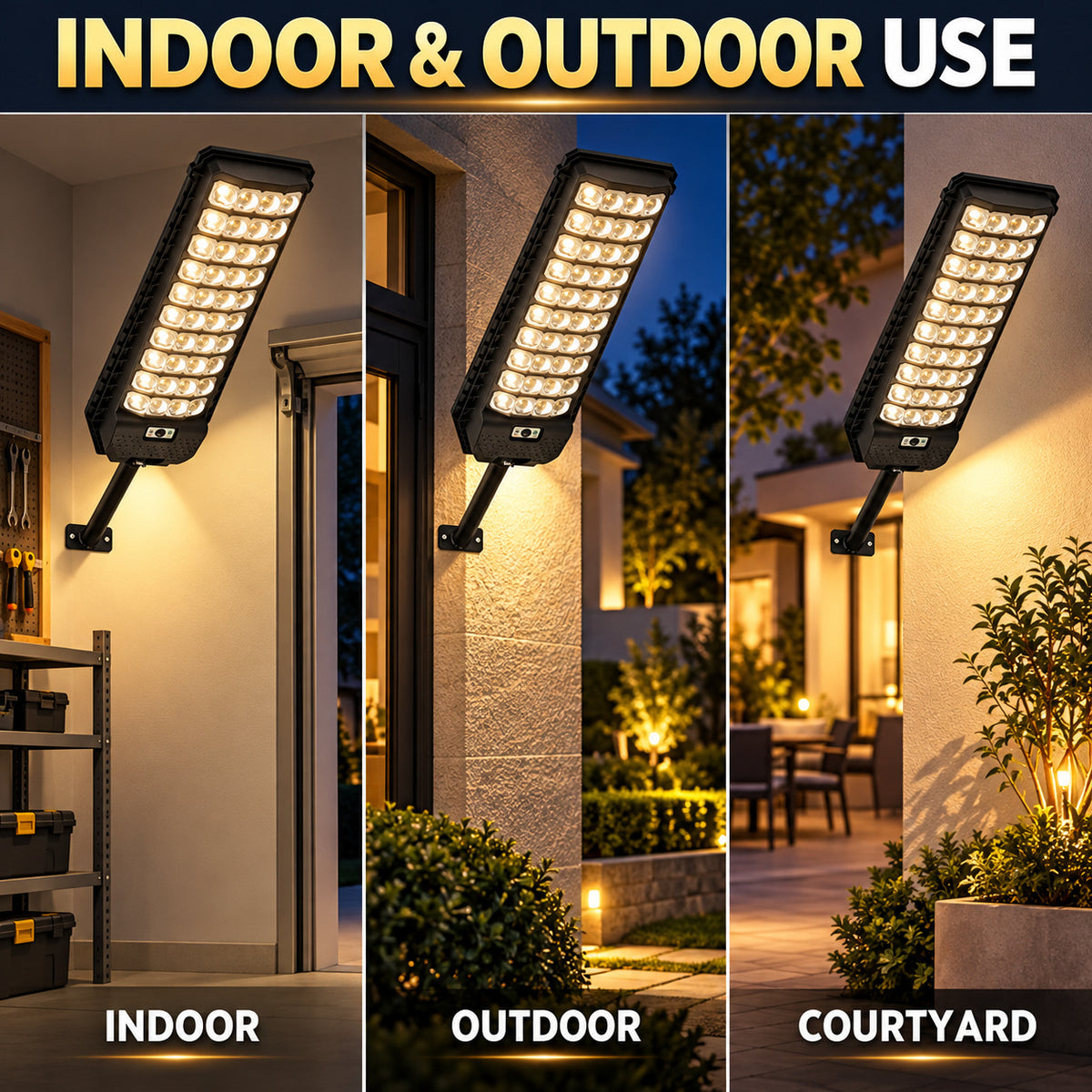 Solar Powered Motion Sensor Outdoor Light W7208 9 Noir pour Garden Yard Street Wall LED