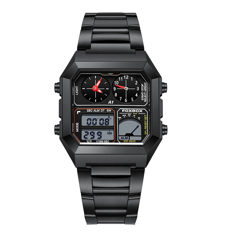 Double affichage Multifonctionnel réveil étanche Montre chronographe sport lumineux