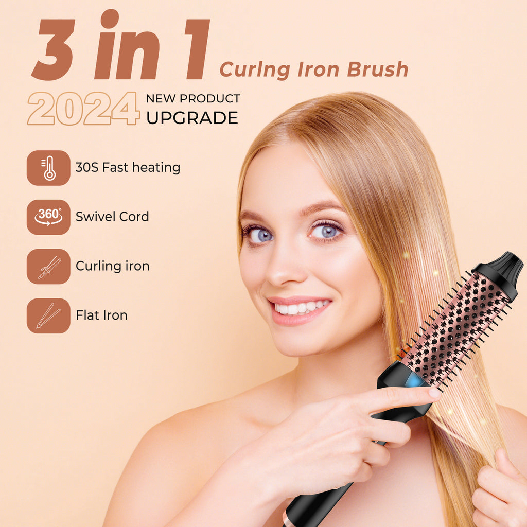 Roller Comb ne fait pas de mal à l'anion des cheveux droit Curling ou de redressage double PTC Heater