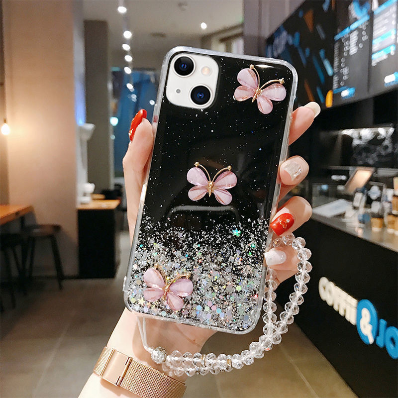 Étui de téléphone Glitter Epoxy Papillon doux