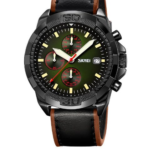 Ceinture Trois Yeux et Six Aiguilles Timing Quartz Wrist British Watch