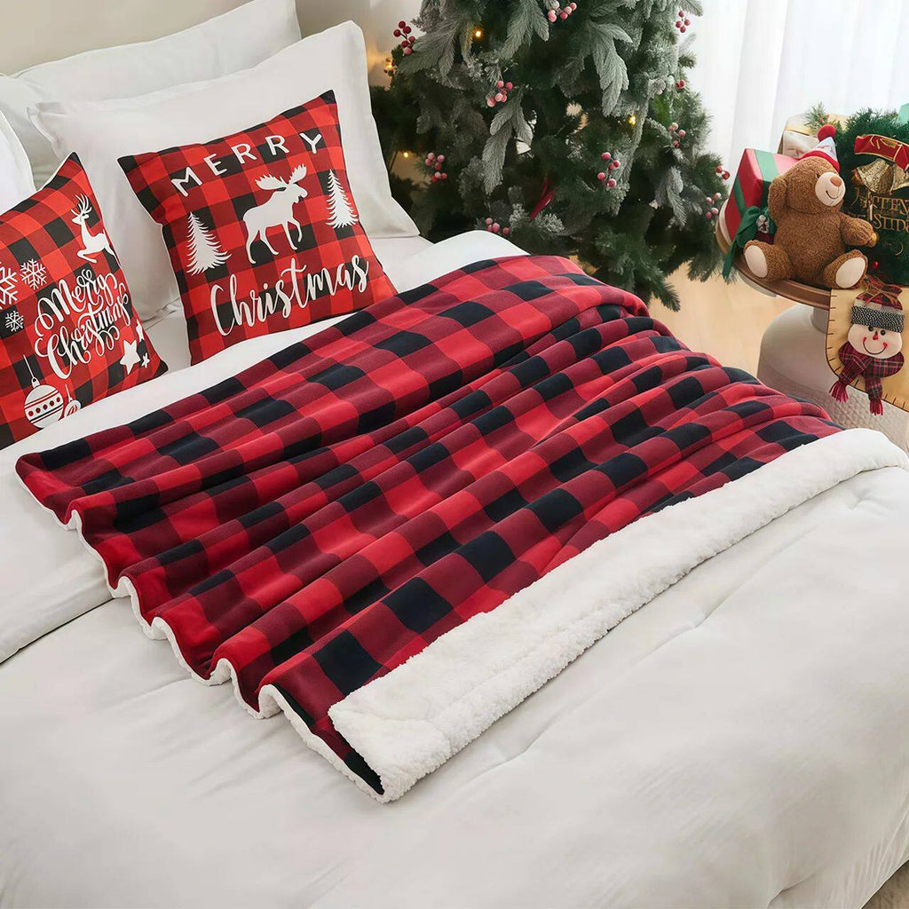 Cozy Sherpa Fleece Buffalo Plaid Blanket