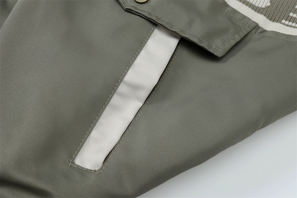 European And American Color Contrast Patchwork Workwear Stand-up Collar Jacket Fashion Bra