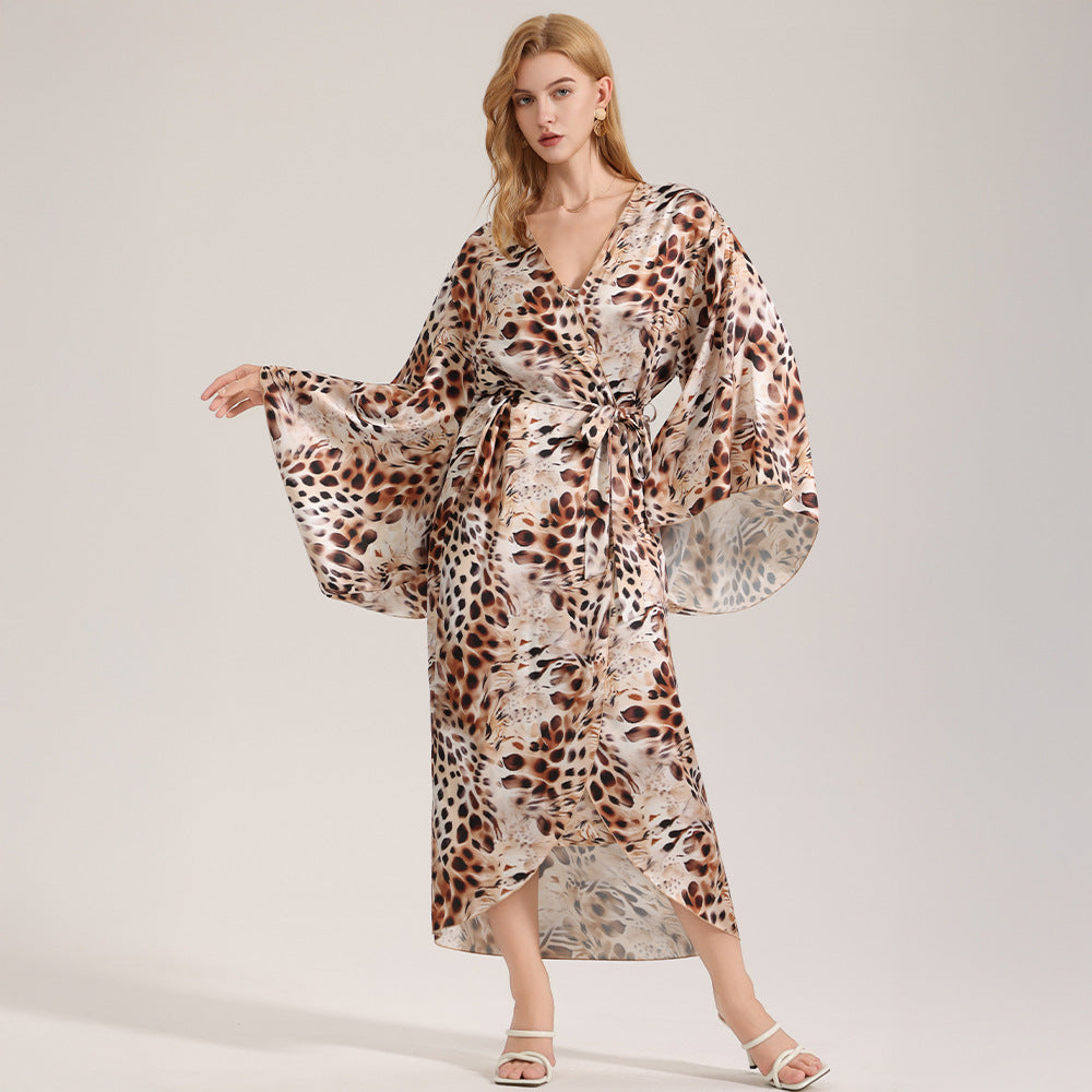 Élégant ensemble de deux pièces de robe de camisole en mousseline de satin imprimé printempsété