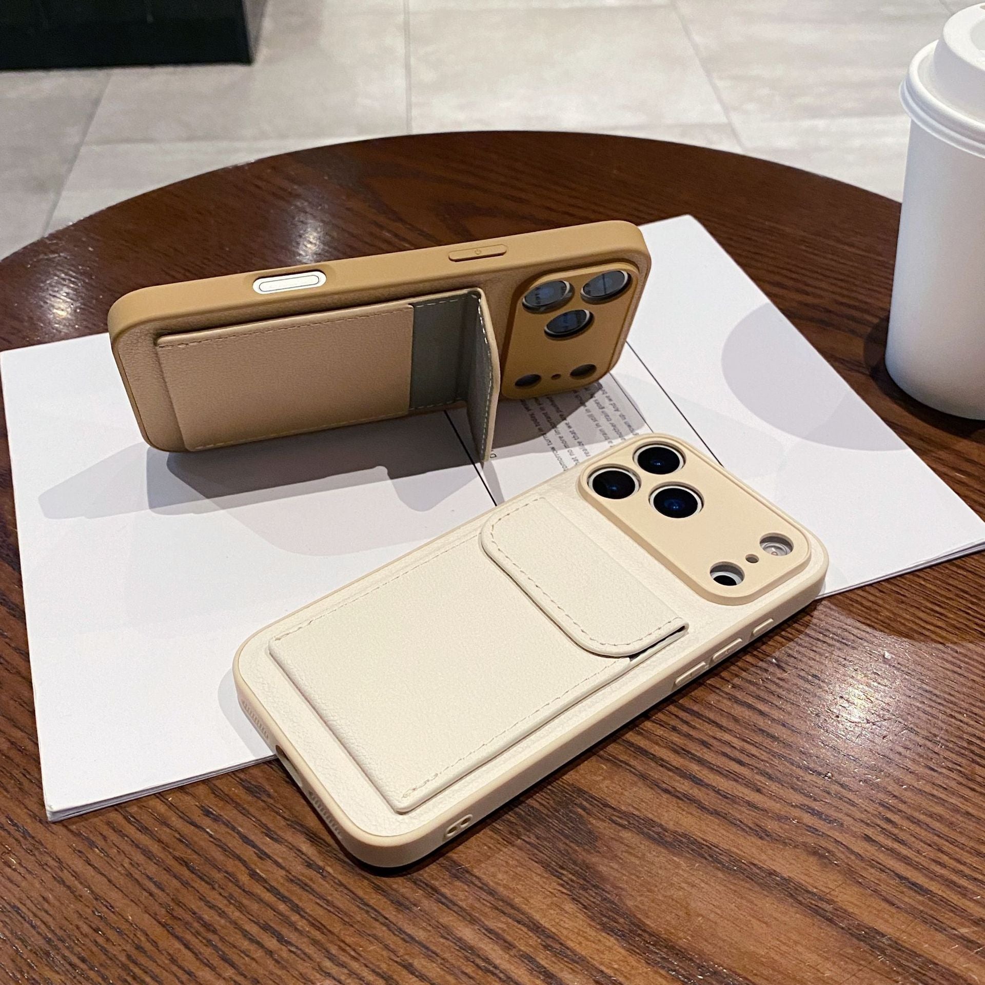 Porte-cartes en cuir clair Étui téléphonique
