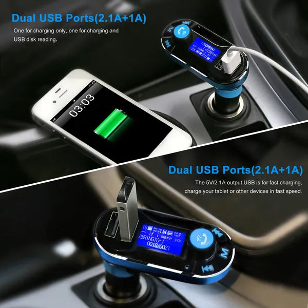 Emetteur FM sans fil de voiture Chargeur double USB mains-libres Call MP3 Player Affichage LED aux-in