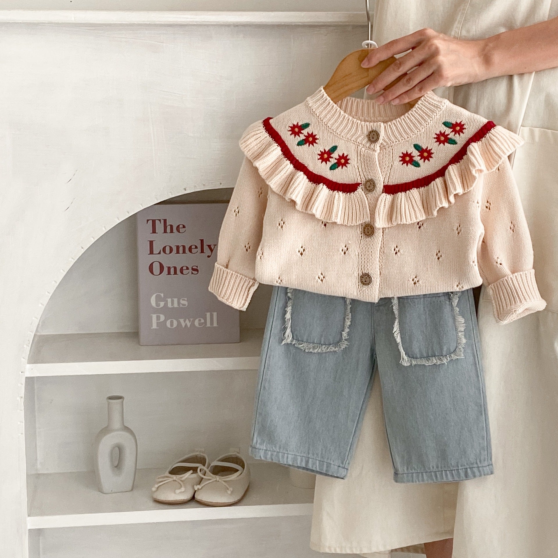 Pantoufles de coton denim de poche pour enfants