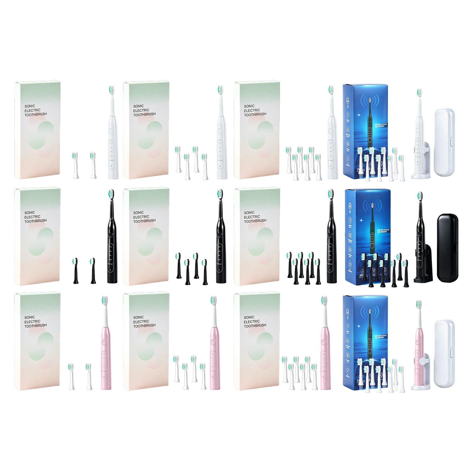 CH-926 Brosse à dents électrique blanche avec 2 têtes de brosse