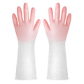Gants de lavage en blanc translucide en caoutchouc de qualité nettoyante avec un antidérapant