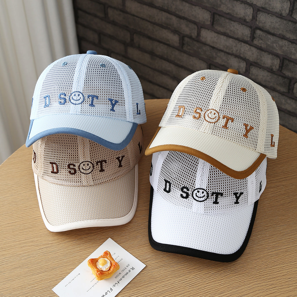 Casquette en mesh léger d'été pour enfants - Garçons et filles DSTY Base brodée visage souriant