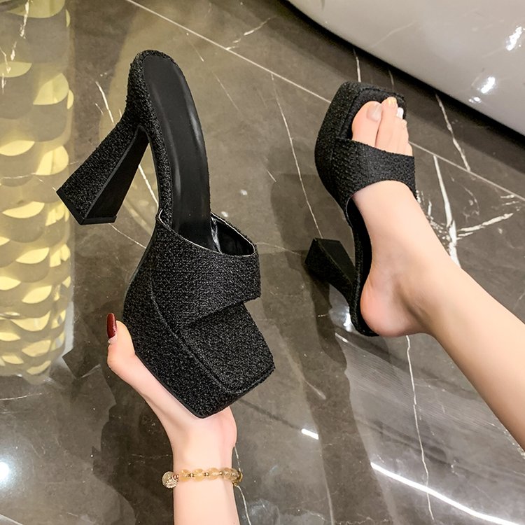 Sandales pour femmes à talons hauts pour l'usure extérieure Été 13cm Block Heel Platform Luxe Hi