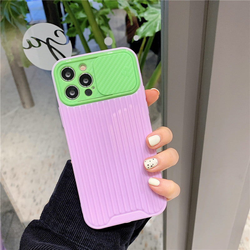 Push-pull Slide Cover Couleur Contraste Soft Shell Anti-drop Mobile Phone Case