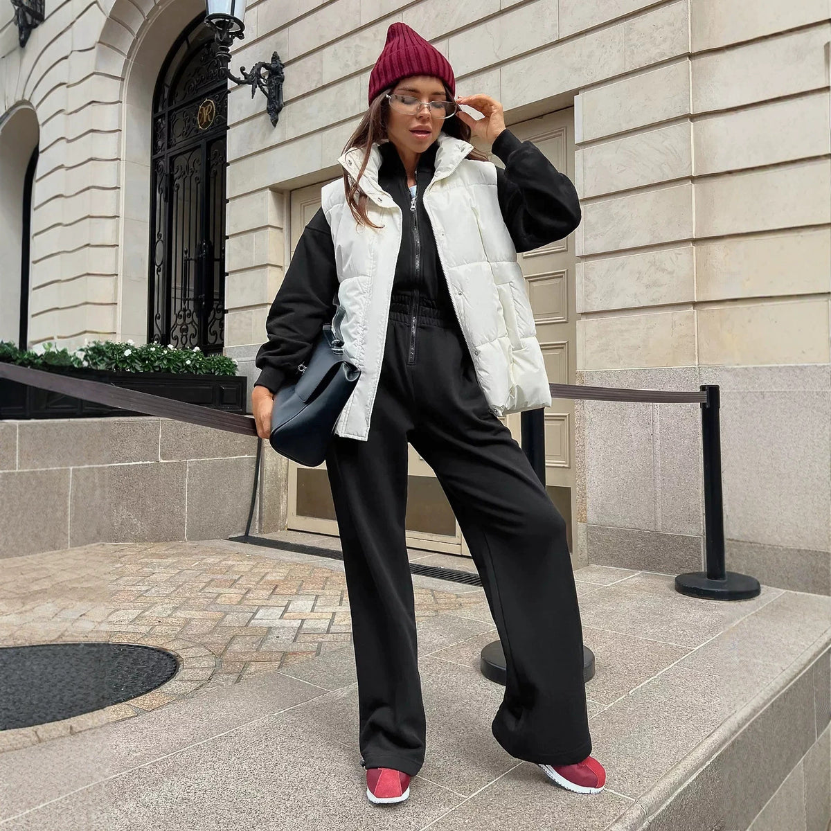 Costume de saut col zippé casual à manches longues pour femmes