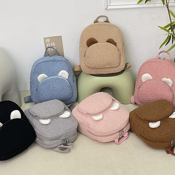 Sac à dos léger en peluche en forme de cœur