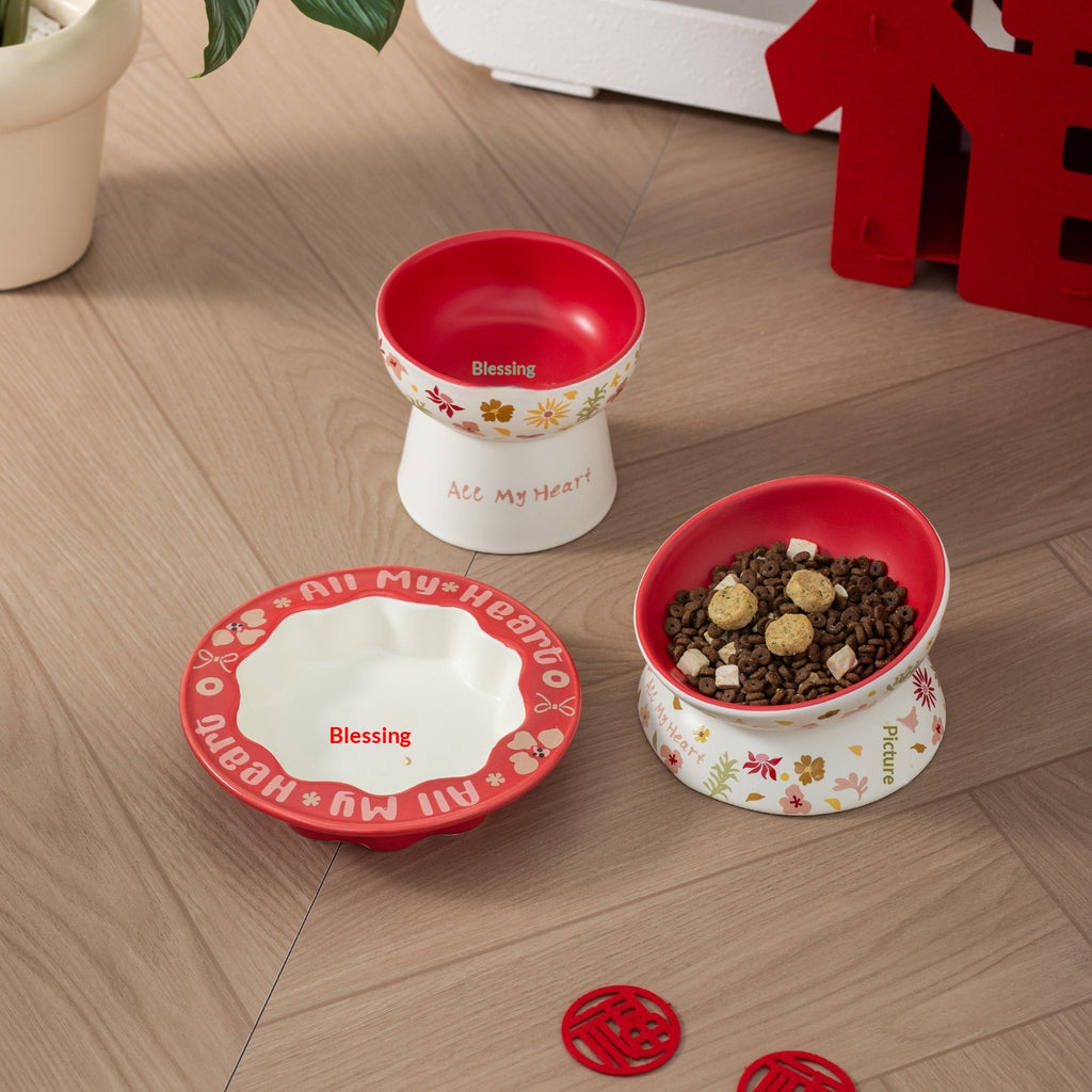 Lacy Ceramic Fu Pet Bowl