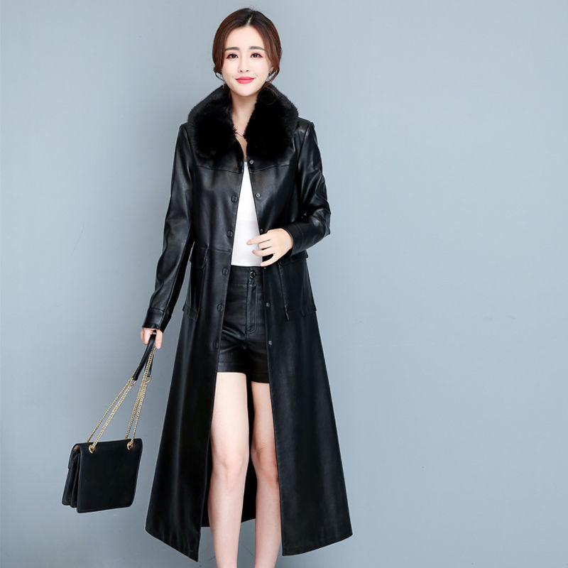 Robe de trench en cuir mince pour dames