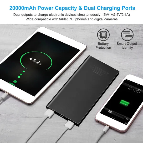 20000mAh Power Bank Chargeur de batterie externe ultra-mince