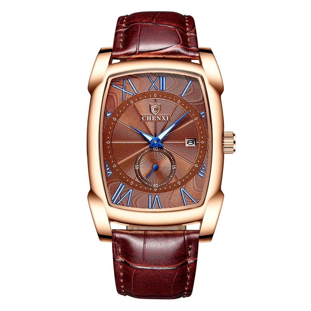 Carré hommes calendrier lumineux Mode Quartz montre