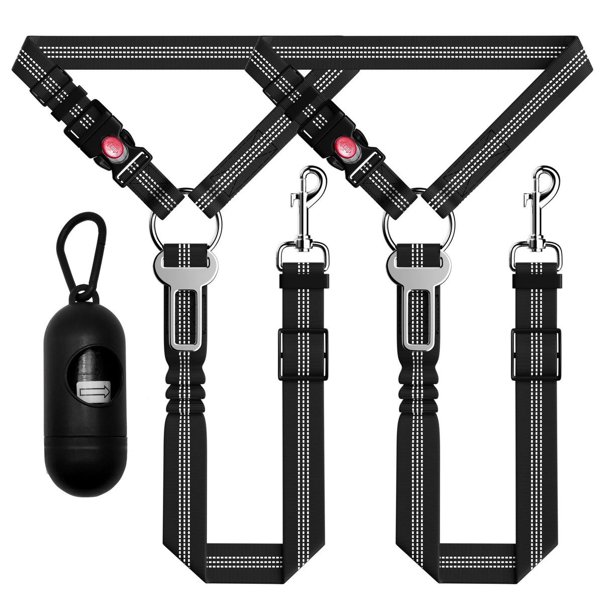 3Pcs Retractable Dog Siège de voiture ceinture réglable réflectif chien Harnais de sécurité pour voiture tête