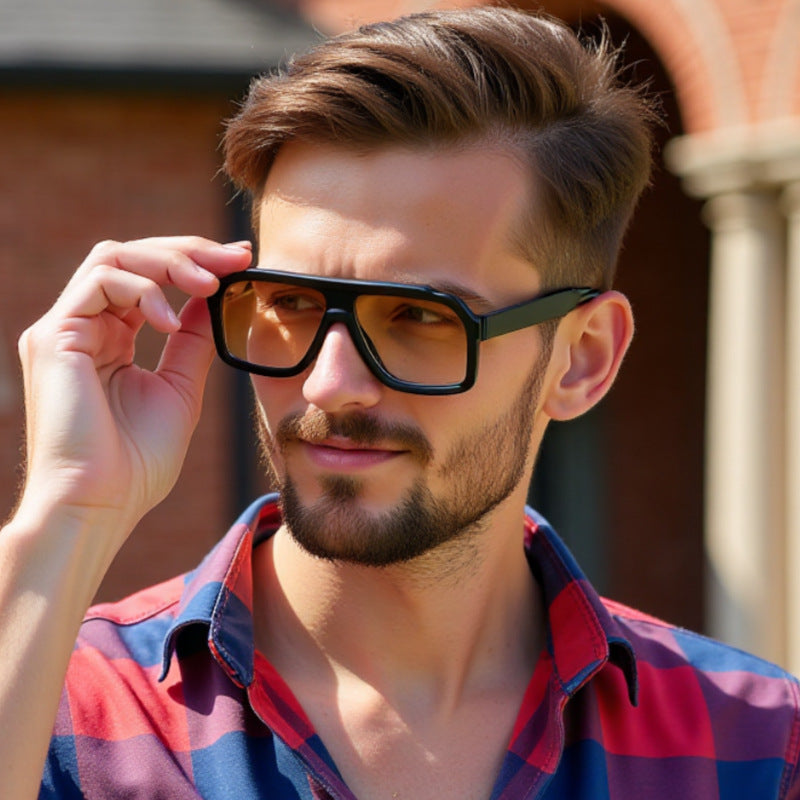 Lunettes de soleil européennes et américaines de style carré pour hommes