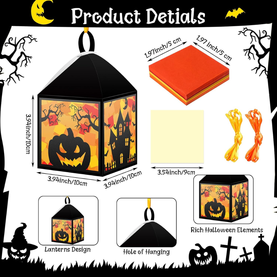 16 Sets Halloween Lanterne Artisanat Set Suncatchers Tissu papier bricolage bricolage bricolage sorcellerie Ca