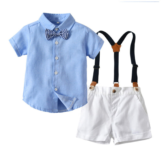 Chemise à la mode et pantalons Suspender pour garçons de style coréen