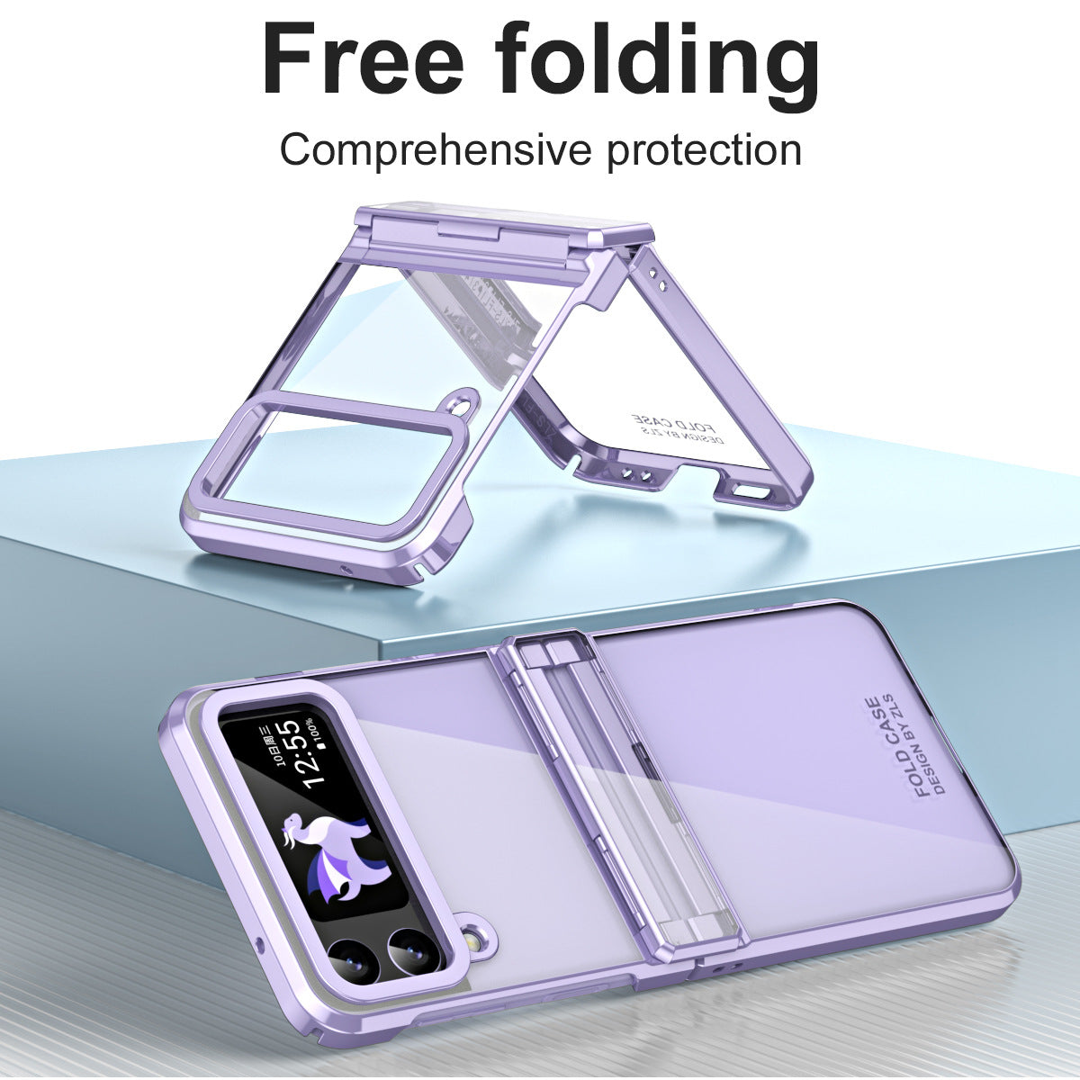 Électroplacage d'écran pliable Charnière transparente Étui de téléphone tout inclus résistant à la chute