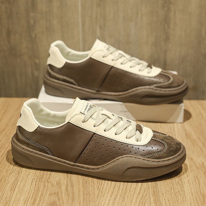 Pointage Contraste couleur véritable cuir plate plate plate-forme chaussures de conseil casual