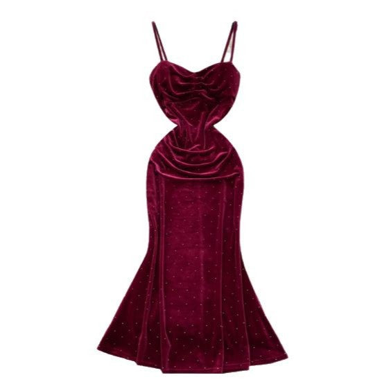 Femme Sexy Socialite Robe de Suspendu Pléatée
