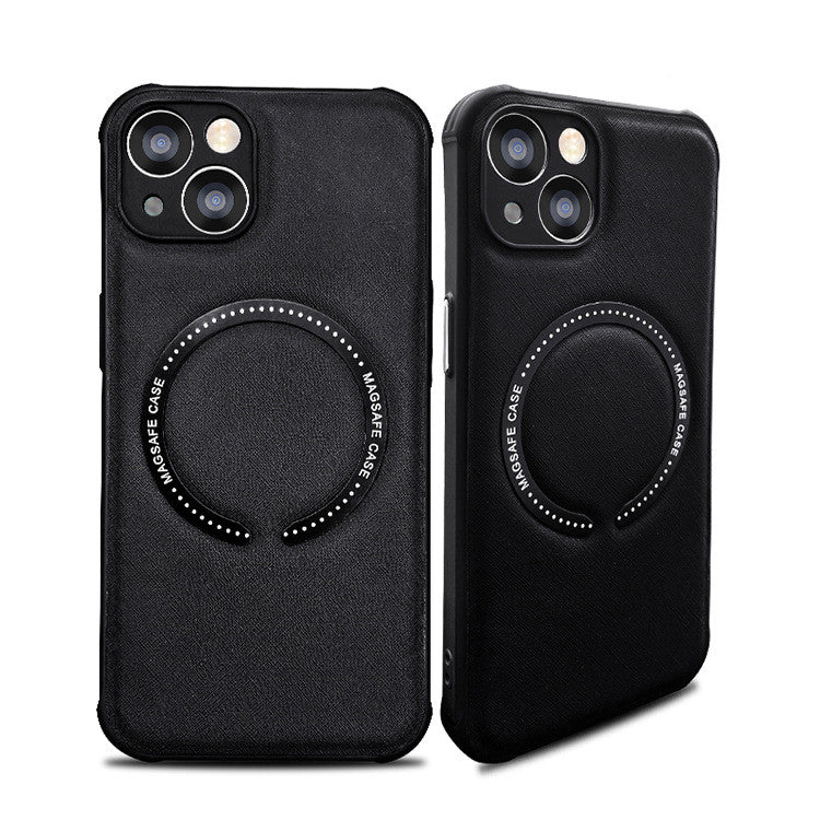 Boîtier de téléphone en cuir Iphone14 Mag Croix magnétique sûre
