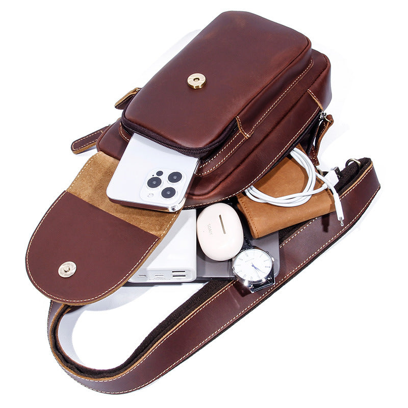 Sac croisé en cuir souple et polyvalent pour hommes
