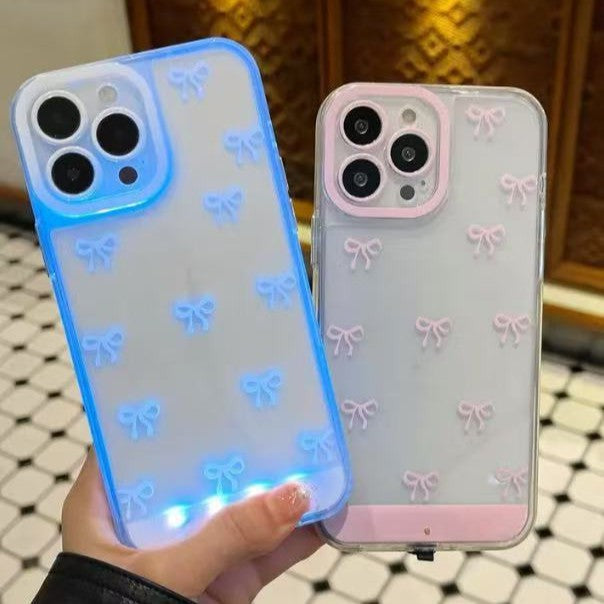 IPhone 17 rose et blanc Bowknot cas téléphonique