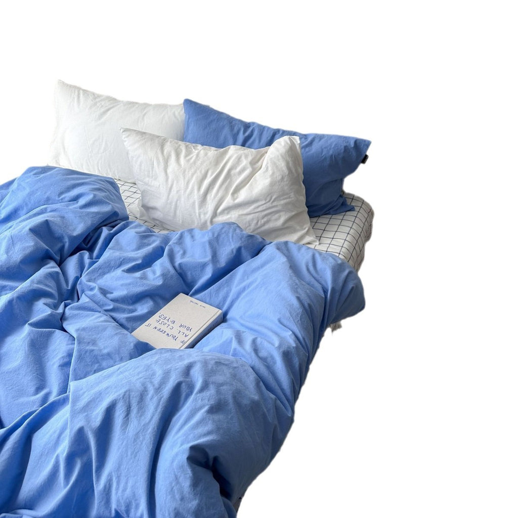 Autumn/Winter Washed Cotton Solid Color Four-Piece Duvet Cover Set