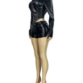 La mode européenne et américaine en cuir pour femme Stand-Collar bi-lay Zipper Biker Long-Sleev