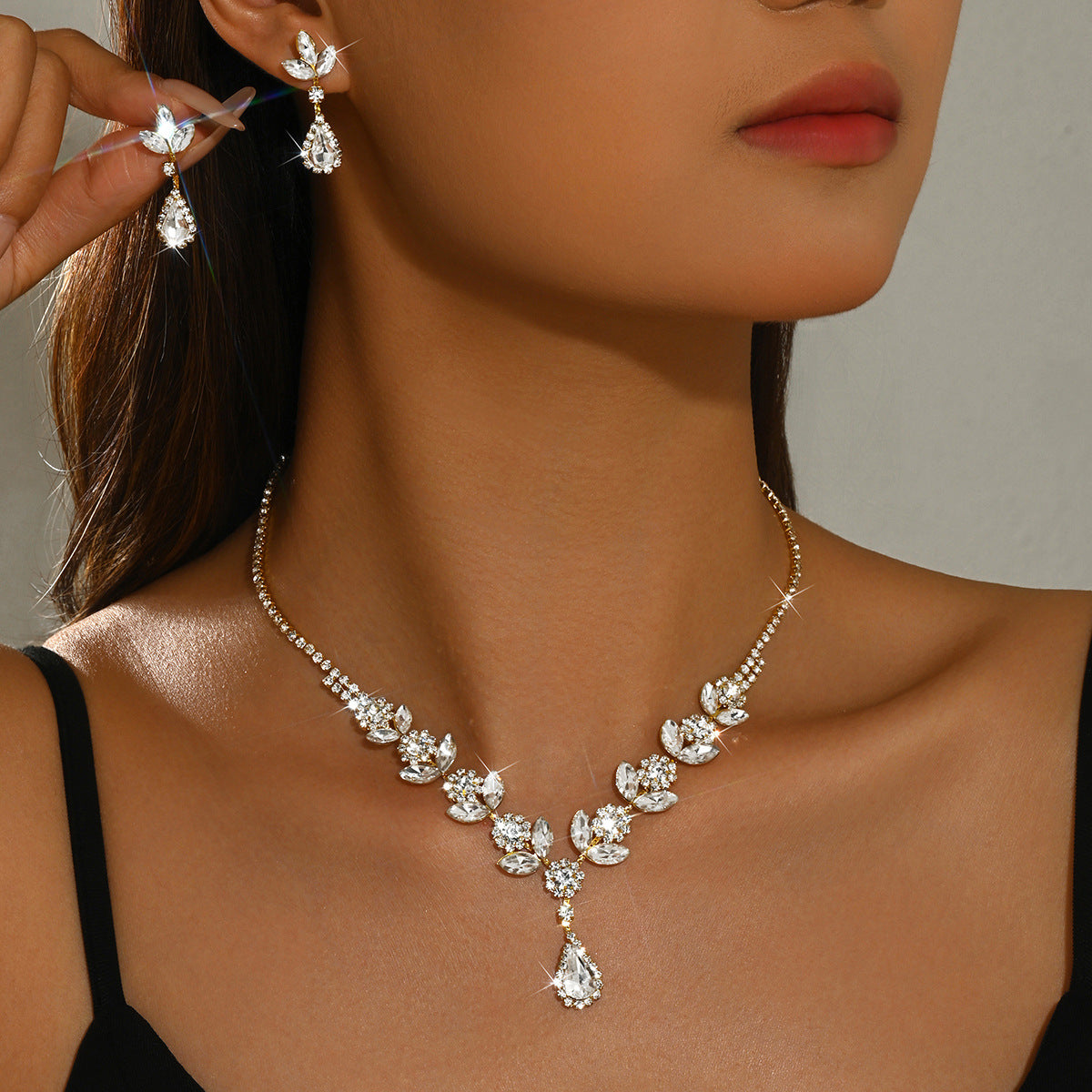 Femmes Élégante mariée 2 Pcs Strass Set